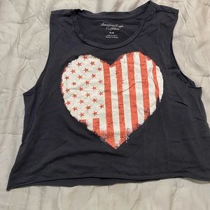 American Eagle Heart Flag Crop tank